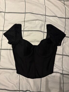 Black Sweetheart Neckline Corset Crop Top